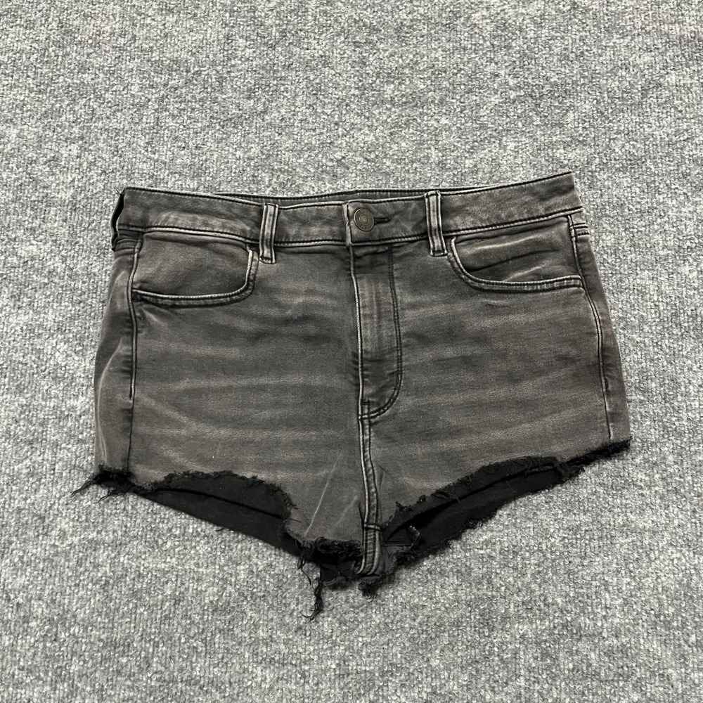 American Eagle Shorts Womens Size 12 Black Ne(x)t Level Stretch Raw Hem Denim